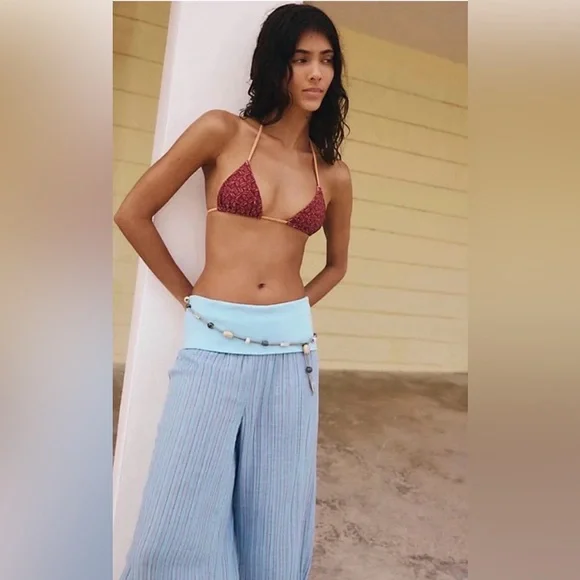 Free people Ride With me Light Blue Wide-Leg Pants - Picture 4 of 8